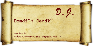 Domán Jenő névjegykártya